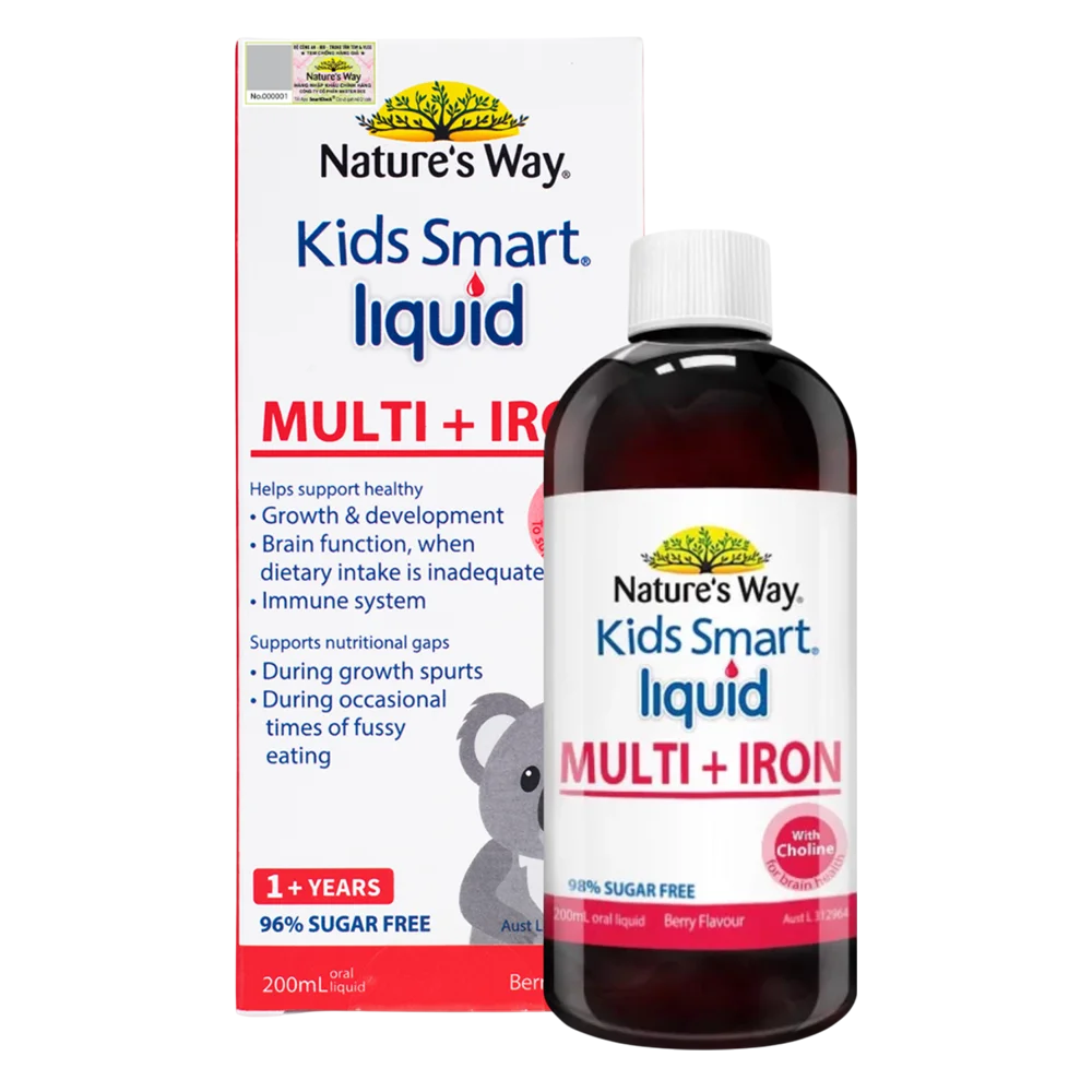 Nature's Way Kids Smart Multi Iron Liquid có dạng siro ngọt dịu, không lo bị tanh.