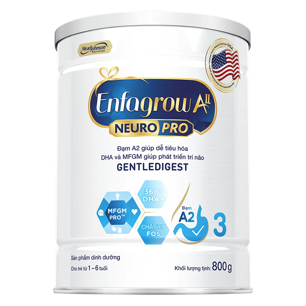 Sữa Enfagrow A2 NeuroPro số 3 với đạm A2 thuần khiết từ New Zealand.