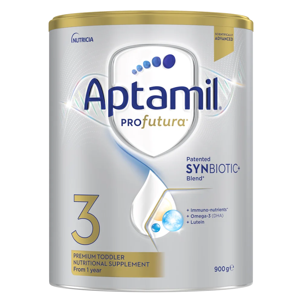 Sữa bột Aptamil Profutura &Uacute;c số 3 chứa c&ocirc;ng thức Synbiotic, hỗ trợ cho b&eacute; 1 tuổi ti&ecirc;u h&oacute;a khỏe mạnh.&nbsp;