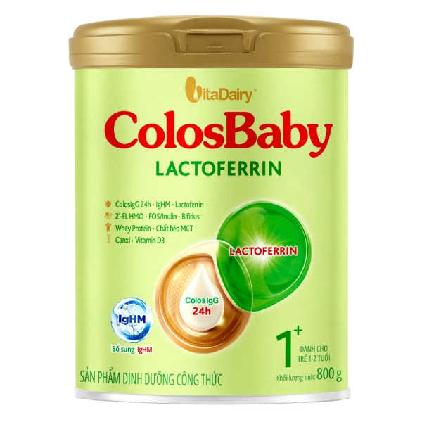 Bên cạnh sữa non ColosIgG24h, ColosBaby còn chứa các thành phần Lactoferrin và IgHM, củng cố hệ miễn dịch cho bé tăng cân khỏe mạnh.