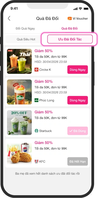 Bước 1 hướng dẫn sử dụng ưu đãi đối tác app Con Cưng