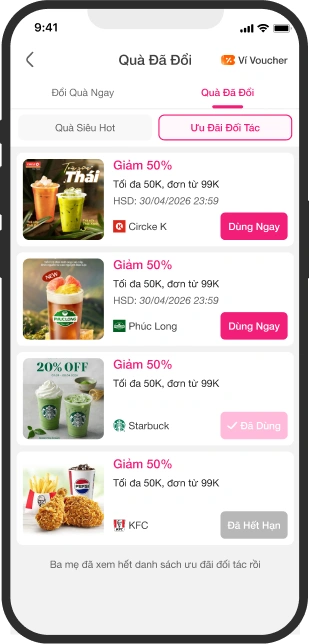 Bước 2 HDSD Ưu đãi đối tác app Con Cưng