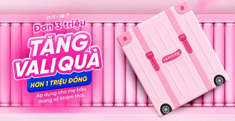 Đơn 3 triệu tặng vali quà 1 triệu tại Con Cưng