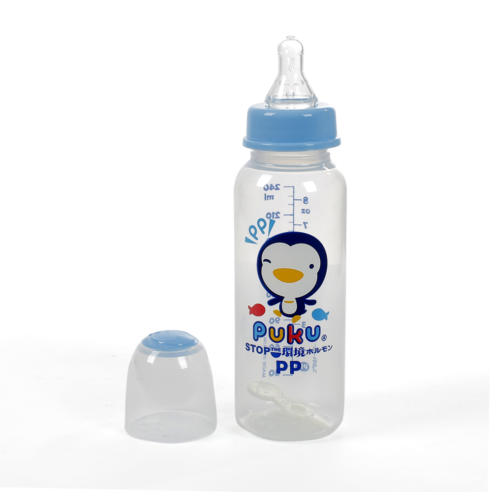 Bình sữa PUKU nhựa PP cổ thường 240ml Xanh2