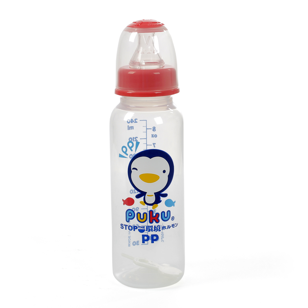 Bình sữa PUKU nhựa PP cổ thường 240ml Hồng1