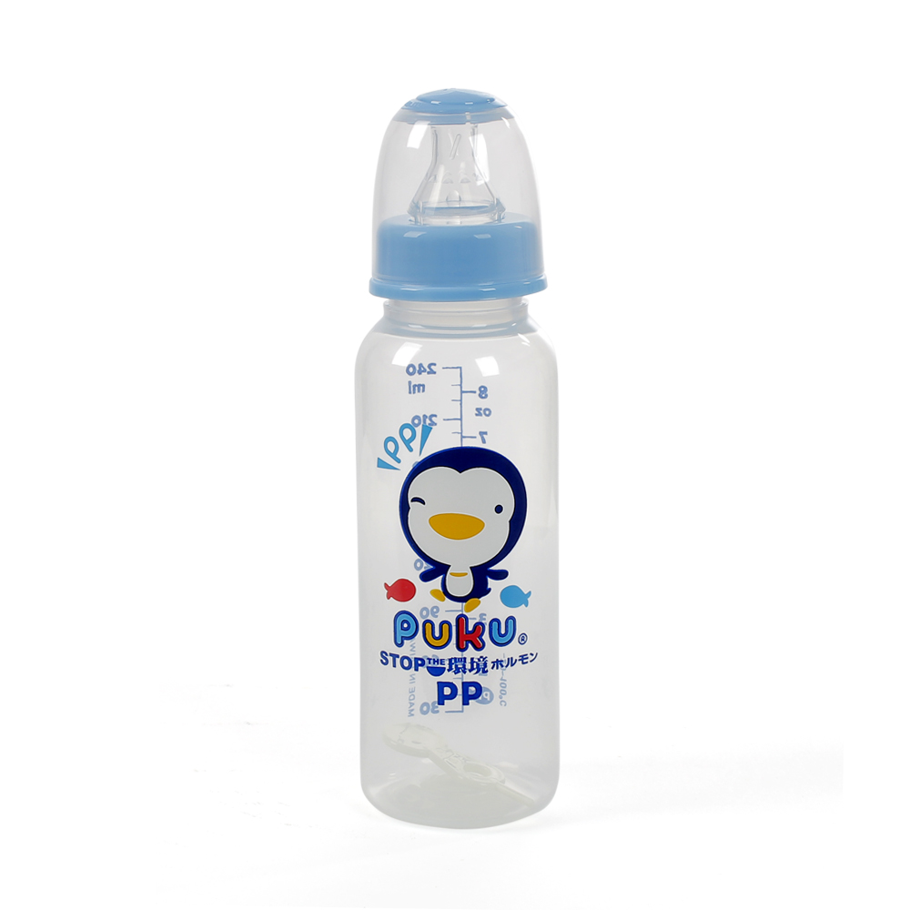 Bình sữa PUKU nhựa PP cổ thường 240ml Xanh1