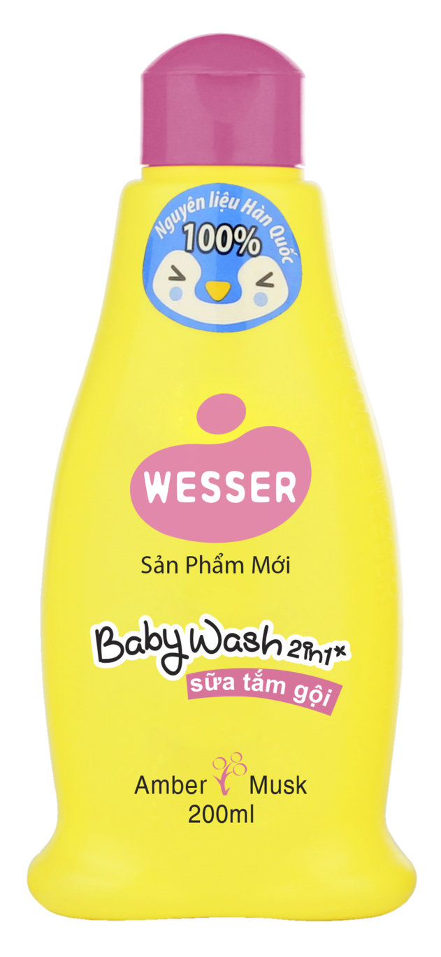 Sữa tắm gội Wesser 2 in 1 200ml (hồng) (Trước)