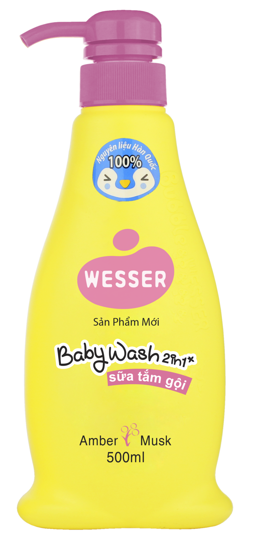 Sữa tắm gội Wesser 2 in 1 500ml (hồng) (trước)