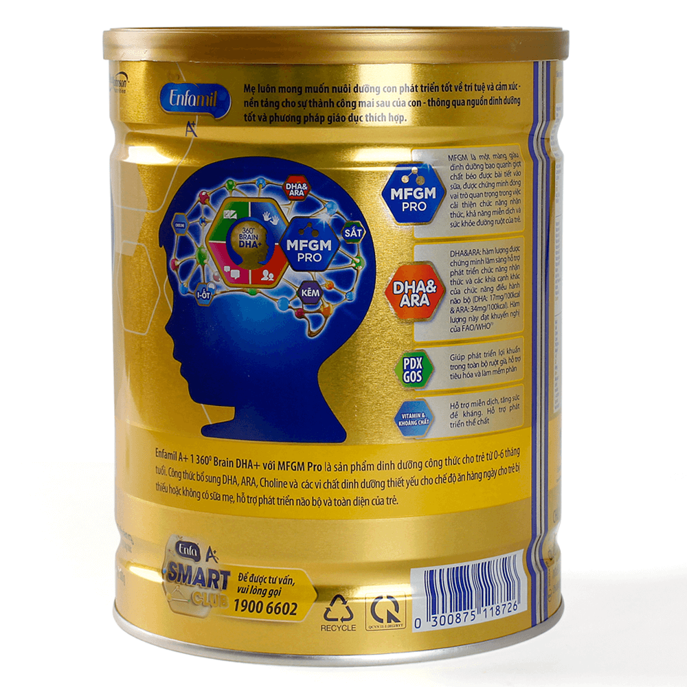 Sữa Enfamil A + 1 900g 360° Brain DHA+ với MFGM PRO cho trẻ từ 0 đến 6 tháng tuổi2