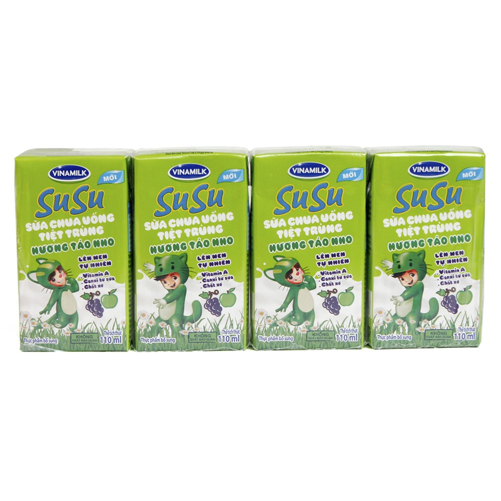 Sữa chua uống Vinamilk Susu hương táo nho 110ml, lốc 4 hộp1