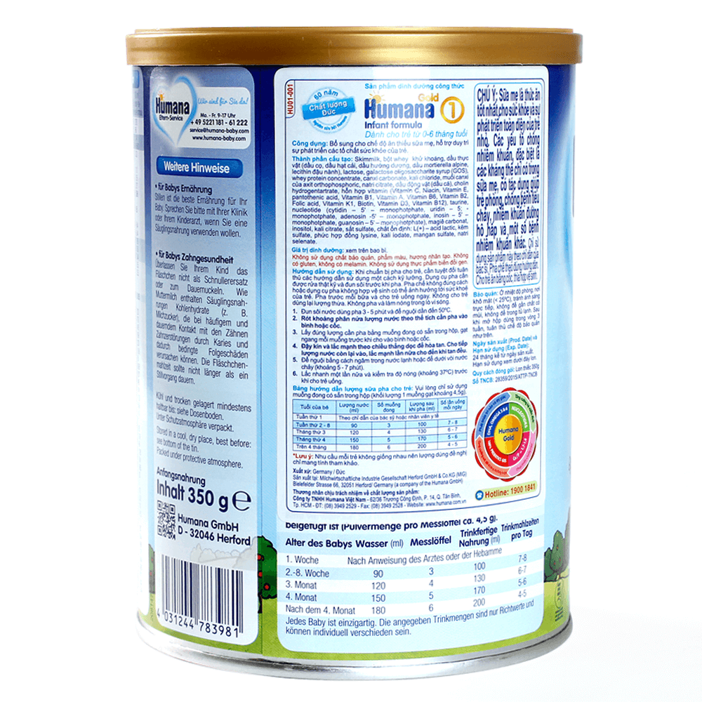 Humana Gold số 1, 0-6 tháng, 350g2