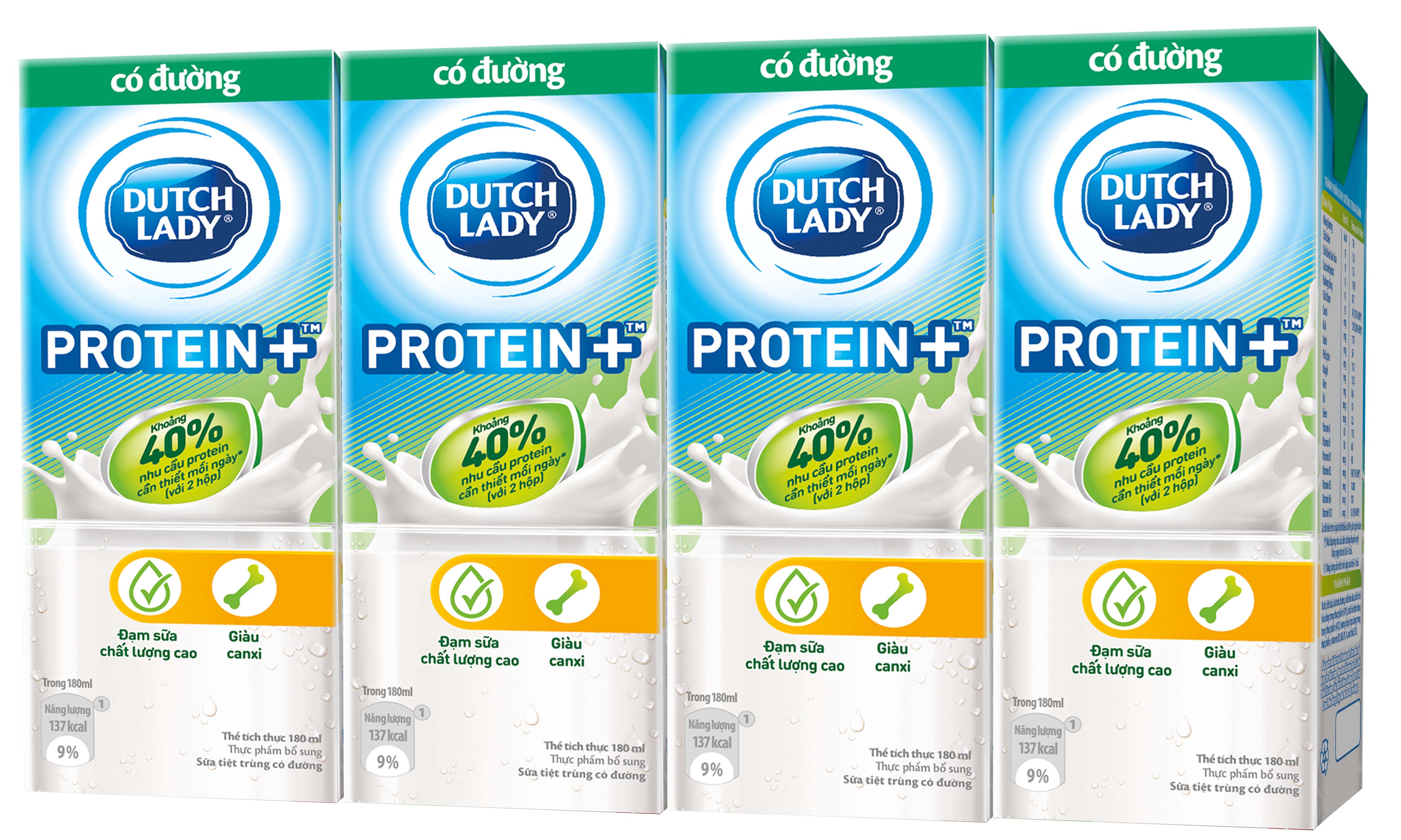 Sữa tươi tiệt trùng CGHL Protein có đường 180ml - Lốc 4 hộp - 2