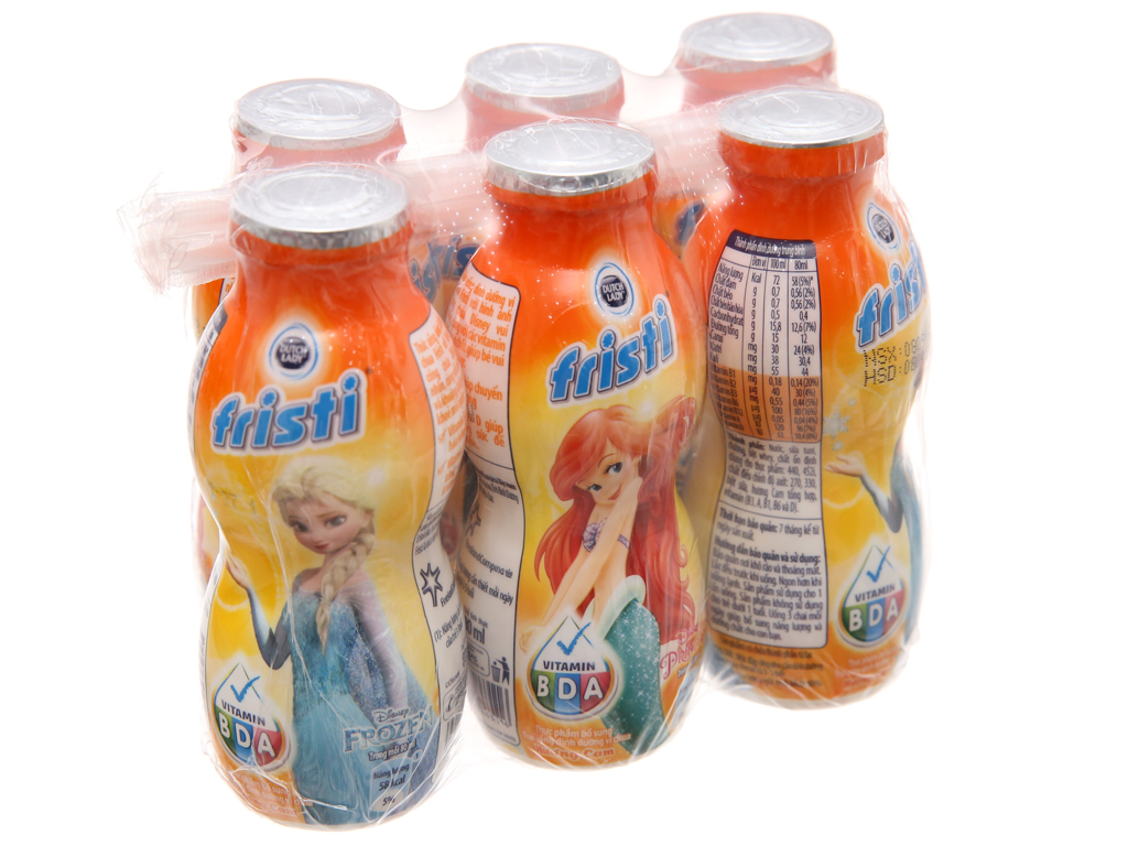 Sữa uống tiệt trùng Fristi Fruity hương cam 80ml - Lốc 6 chai