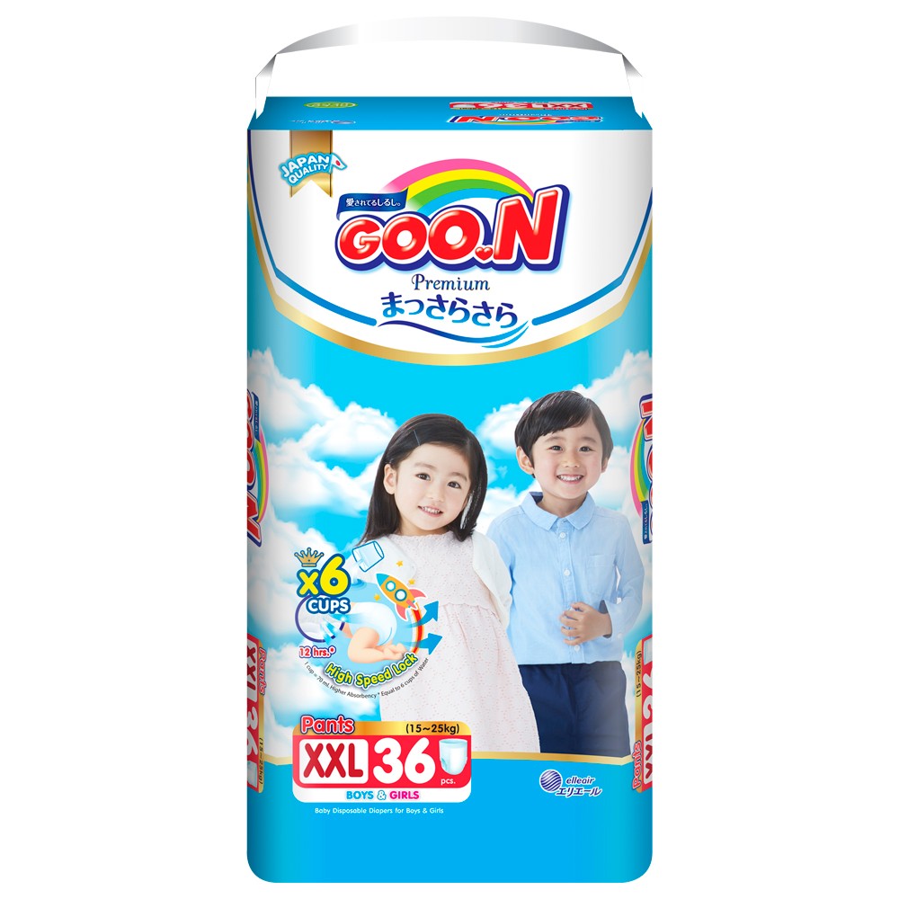 Tã quần Goon Premium bịch đại  XXL (15-25kg, 36 miếng)