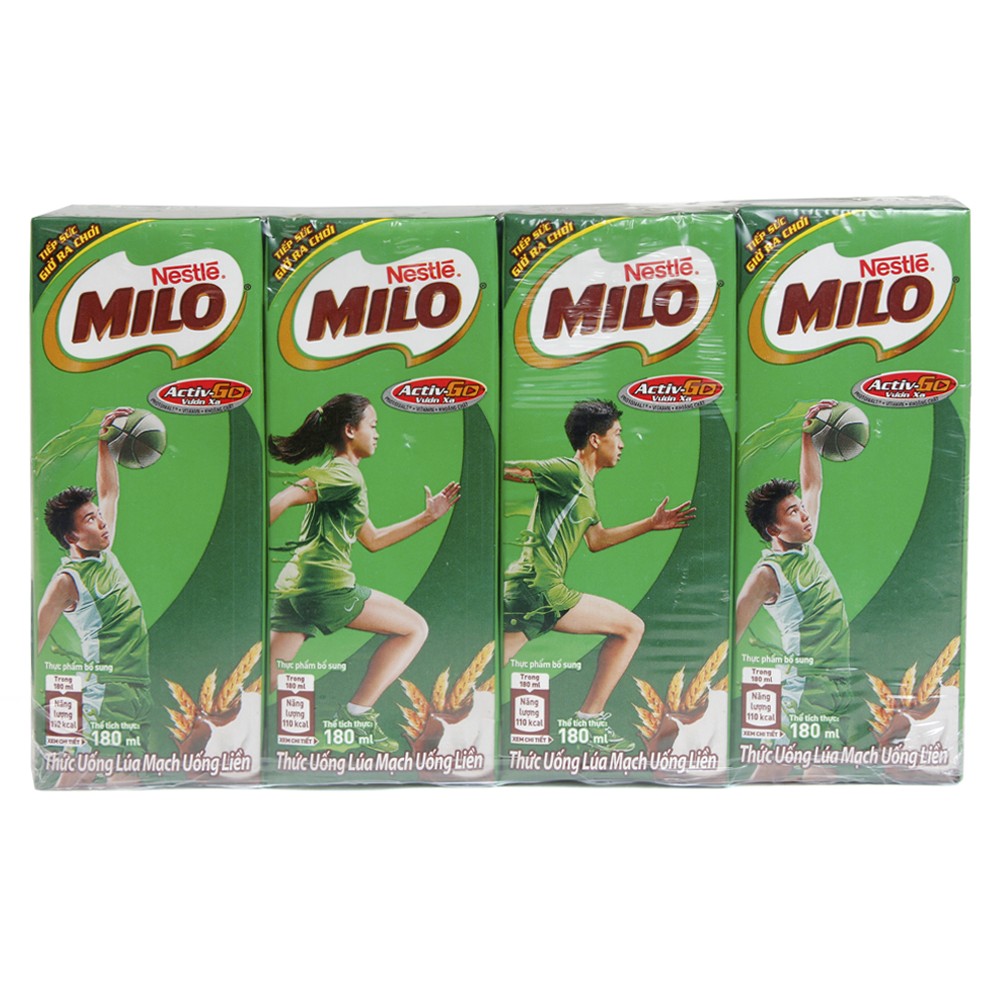 Thức uống lúa mạch uống liền Nestle Milo 180ml - Lốc 4 hộp