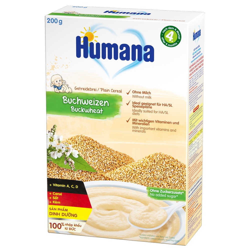 Bột dinh dưỡng ăn dặm Humana sữa Kiều Mạch Humana Getreidebrei Buchweizen - Dành cho trẻ từ 6 tháng tuổi bị dị ứng đạm sữa1