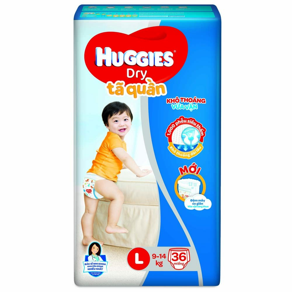 Tã quần Huggies Dry Pants L, 9-14kg, 36 miếng