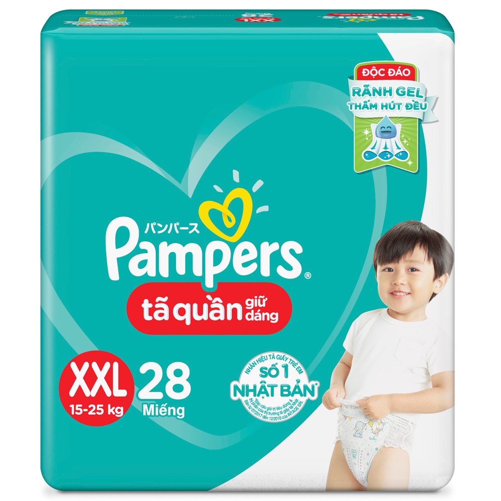 Tã quần Pampers tiết kiệm new XXL, trên14kg, 28 miếng1