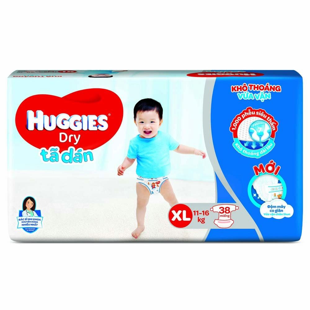 Tã dán Huggies Dry-Jumbo (XL, 11-16kg, 38 miếng)