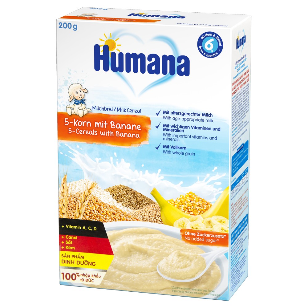Bột dinh dưỡng ăn dặm Humana có sữa 5 loại ngũ cốc-chuối - Humana Milchbrei 5-Korn Mit Banane1