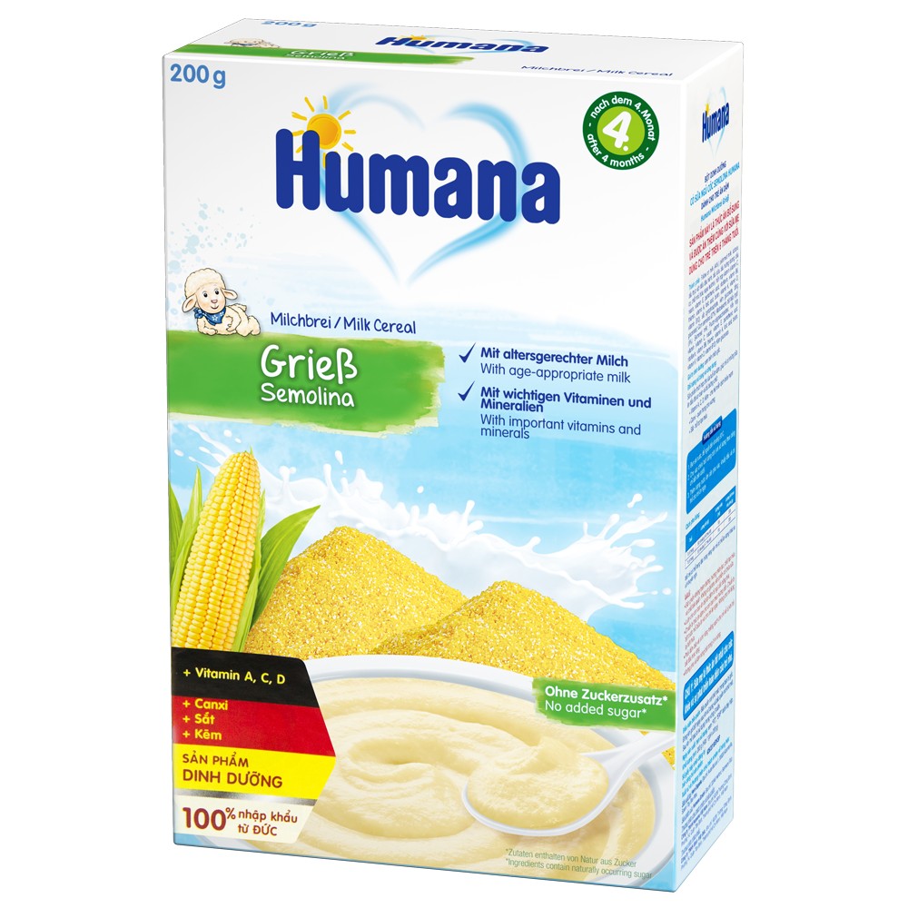Bột dinh dưỡng ăn dặm Humana có sữa ngũ cốc Semolina - Humana Milchbrei Grieb