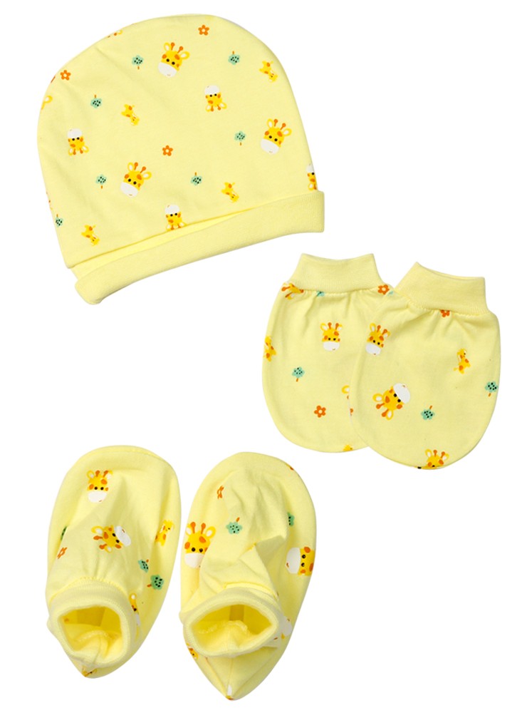 Bộ nón bao tay chân sơ sinh bo CF ( NB, Vàng )1