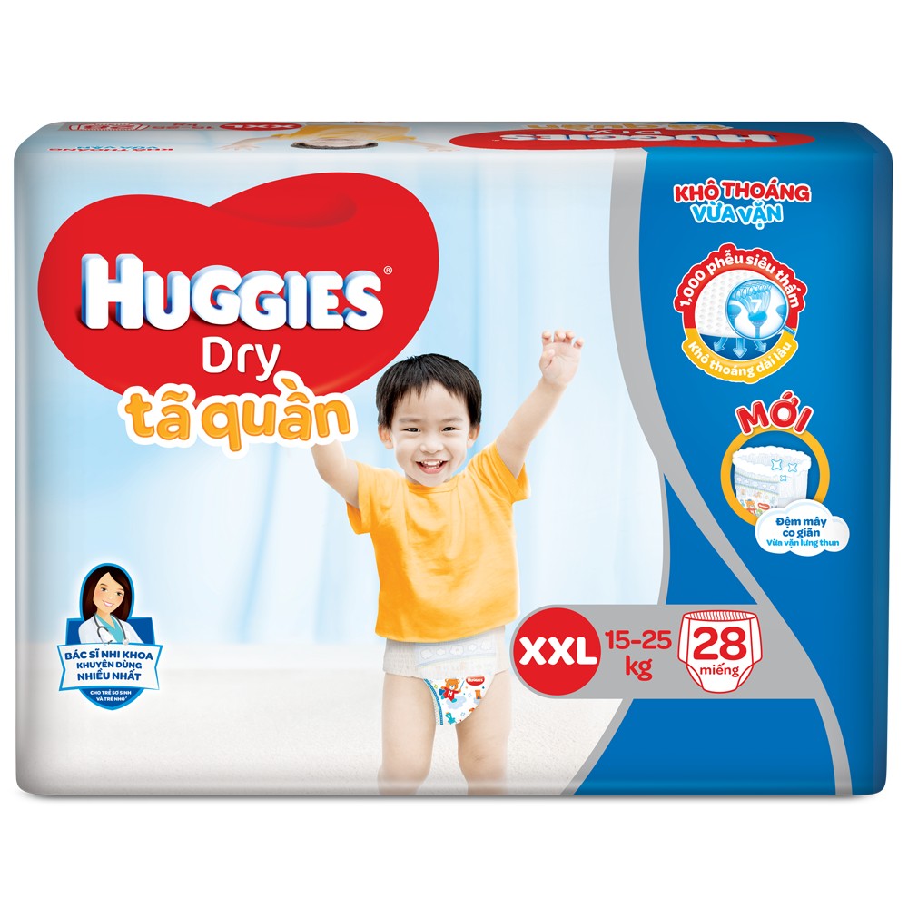 Tã quần Huggies Dry Pants XXL, 15- 25kg, 28 miếng