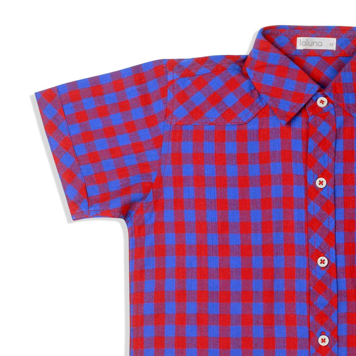 Áo vải bé trai tay ngắn Laluna B126054 (2T, 3T, 4T, 5T, Đỏ ) (1)