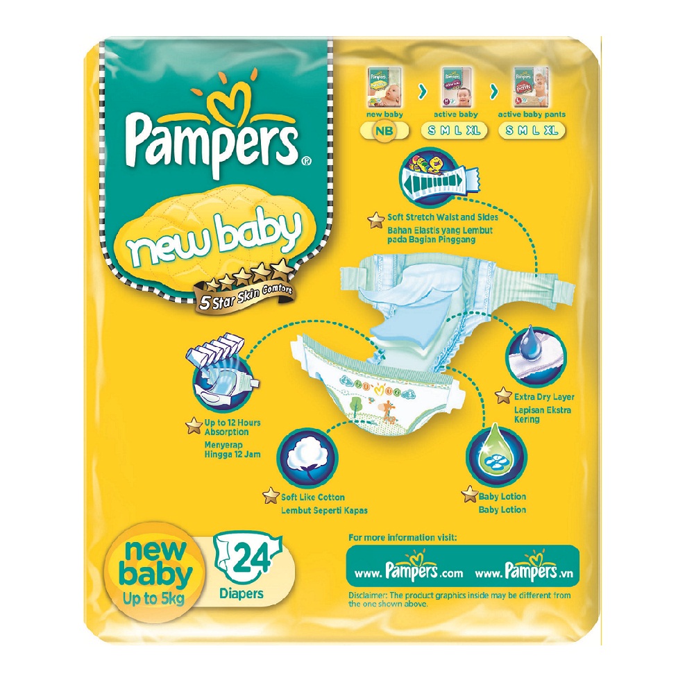 Pampers LE Tape Econ NB24 - Back