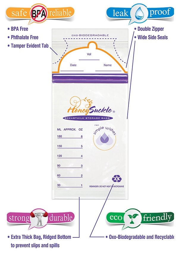 Product Picture - Honeysuckle Breastmilk Bags (5)