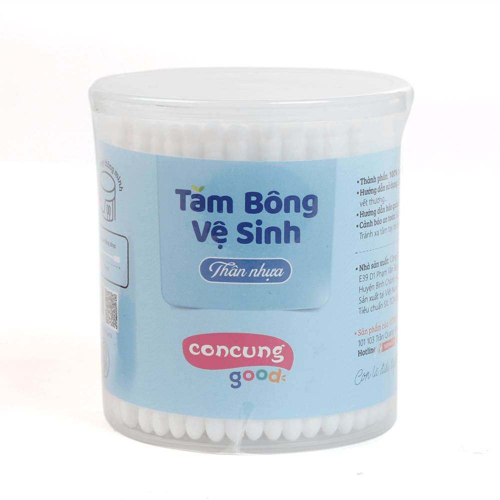 Tăm bông vệ sinh ConCung Good thân nhựa 200 que hộp01