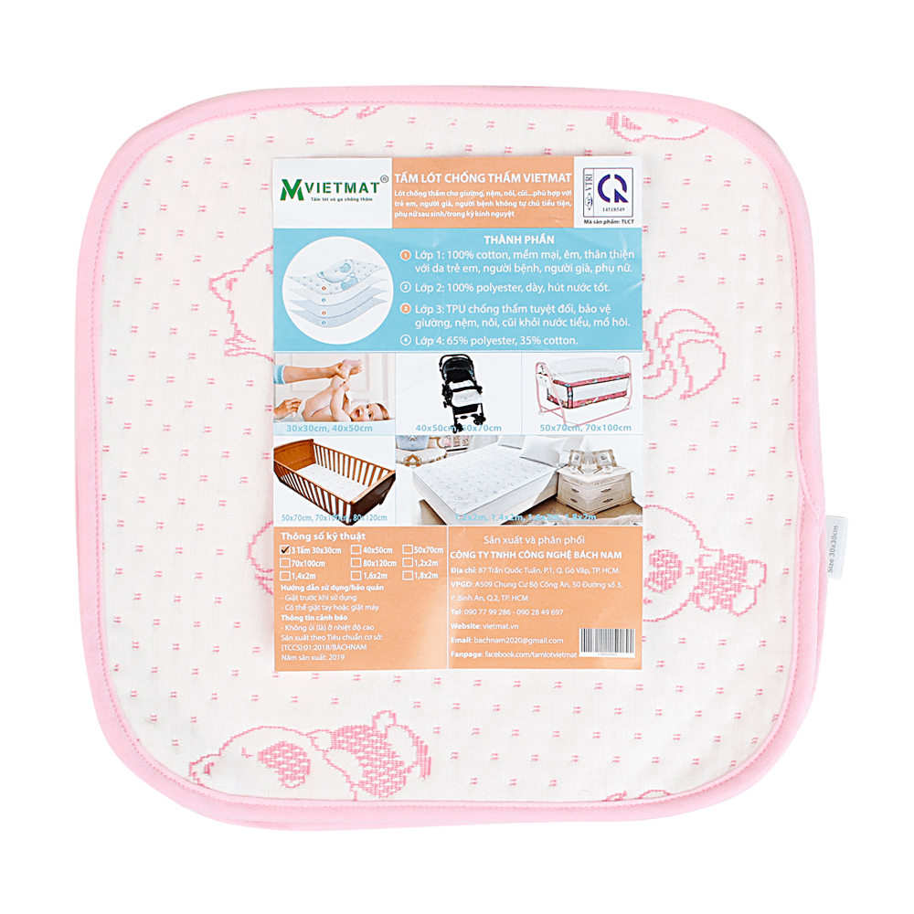 Combo 3 tấm l&oacute;t chống thấm VIETMAT size 30x30 m&agrave;u hồng03