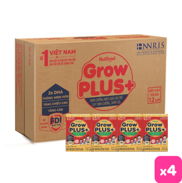   4 thùng GrowPLUS+ Đỏ Ít Đường 180ml  