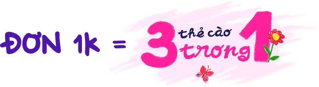 Thẻ cào 3 trong 1 khi mua đơn 1K tại Con Cưng