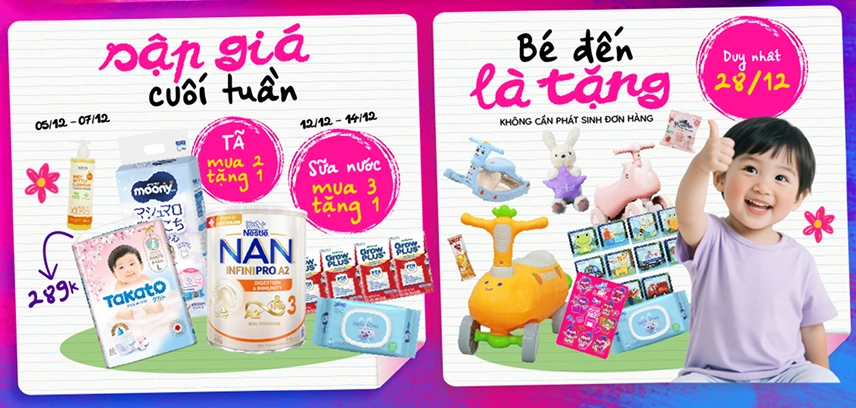 Thẻ cào 3 trong 1 khi mua đơn 1K tại Con Cưng