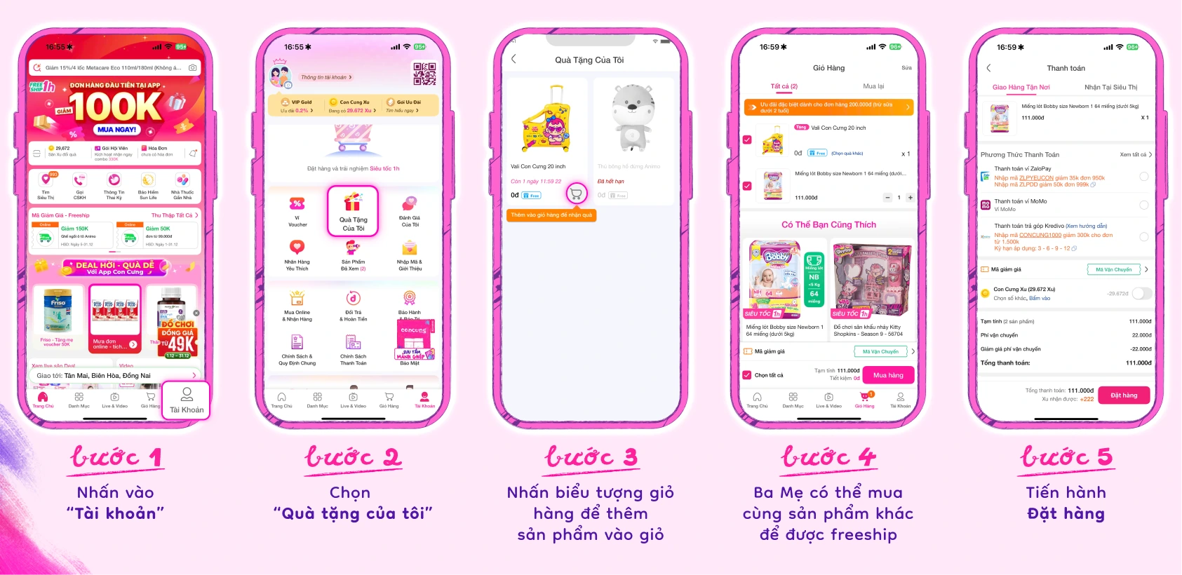 Hướng dẫn đổi quà Vali Con Cưng 20 inch