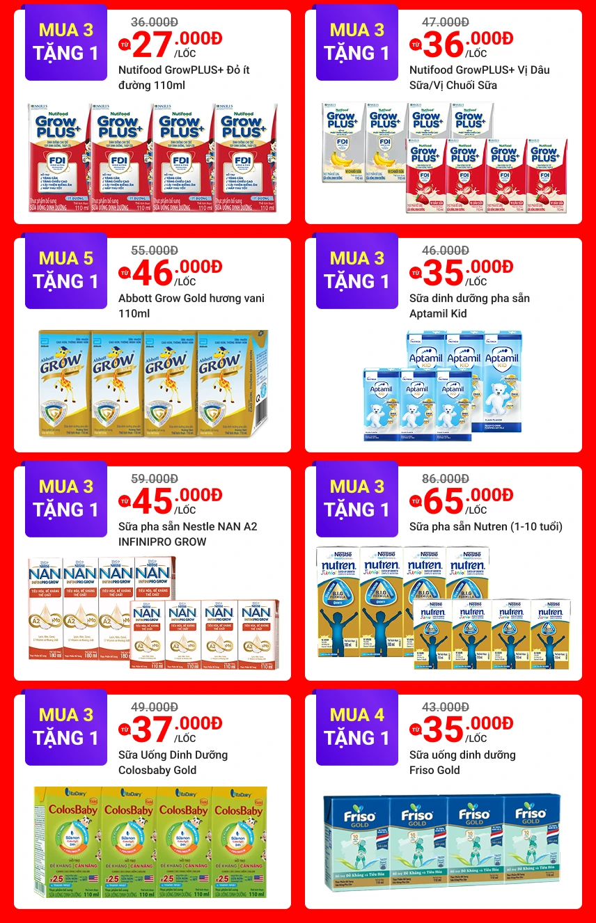SỮA THÙNG GIẢM ĐẾN 40% & 100% QUÀ TO